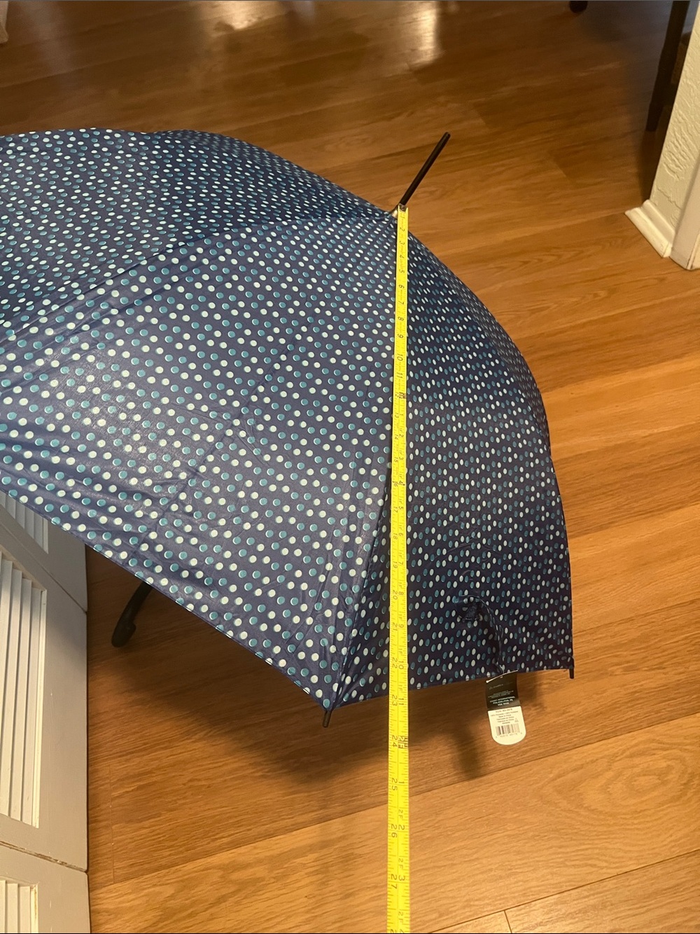 #2535*”24x 35” Long-Navy Polka Dot Compact Umbrella - Picture 3 of 17